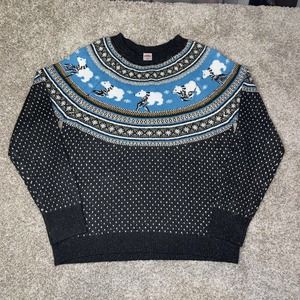 Holiday Time Size Large 12 14 Polar Bear Sweater Black Blue Crewneck Ugly Party